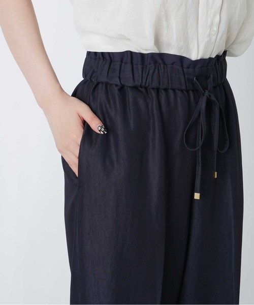 ワイドパンツ パンツ LC/LLL デニムライクウエスト切替ワイドパンツ レディースの画像