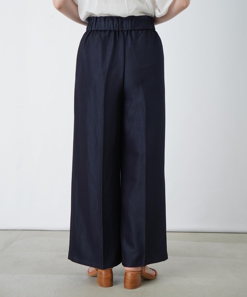 ワイドパンツ パンツ LC/LLL デニムライクウエスト切替ワイドパンツ レディースの画像