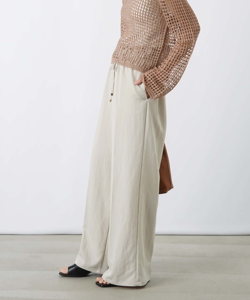 ワイドパンツ パンツ LC/LLL デニムライクウエスト切替ワイドパンツ レディースの画像
