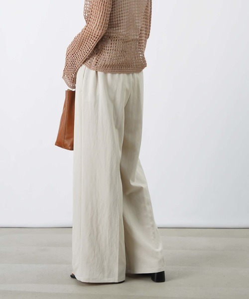 ワイドパンツ パンツ LC/LLL デニムライクウエスト切替ワイドパンツ レディースの画像