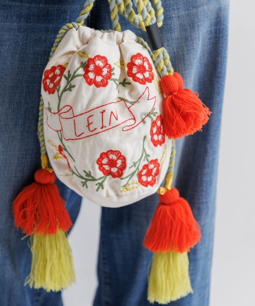 LEIN ハンドバッグ コットンリネン刺繍巾着バッグ : ZOZOTOWN Yahoo!店