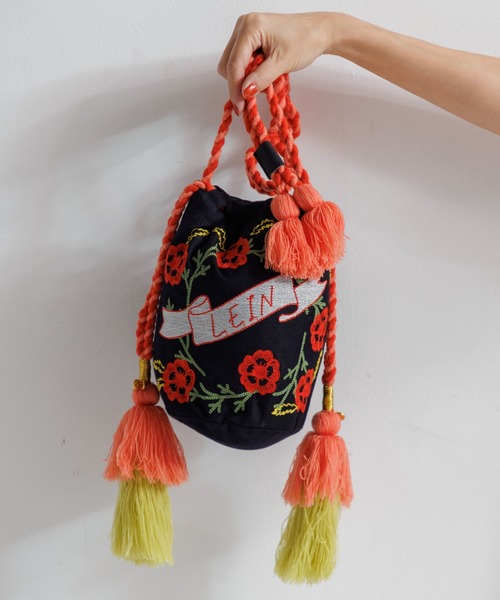 LEIN ハンドバッグ コットンリネン刺繍巾着バッグ : ZOZOTOWN Yahoo!店
