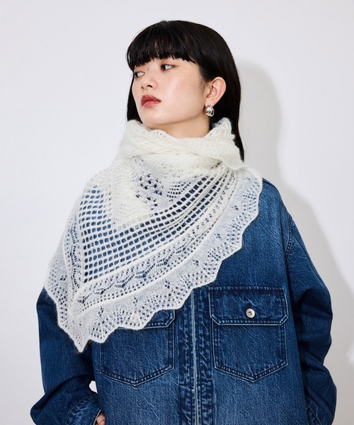 ADAM ET ROPE'（アダムエロペ） スカーフ バンダナ モヘヤレースニット