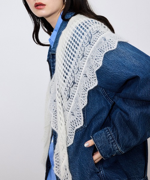 ADAM ET ROPE'（アダムエロペ） スカーフ バンダナ モヘヤレースニット
