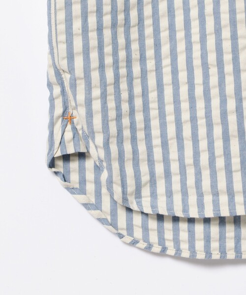 【極美品】BEAMS PLUS シアサッカー ボタンダウン リネンシャツ XL BEAMS+ シャツ BEAMS PLUS / インディゴ シアサッカー ブル