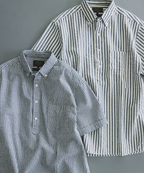 BEAMS＋ XL ビームスプラス プルオーバー シアサッカーシャツ BEAMS+ シャツ BEAMS PLUS / インディゴ シアサッカー ブル