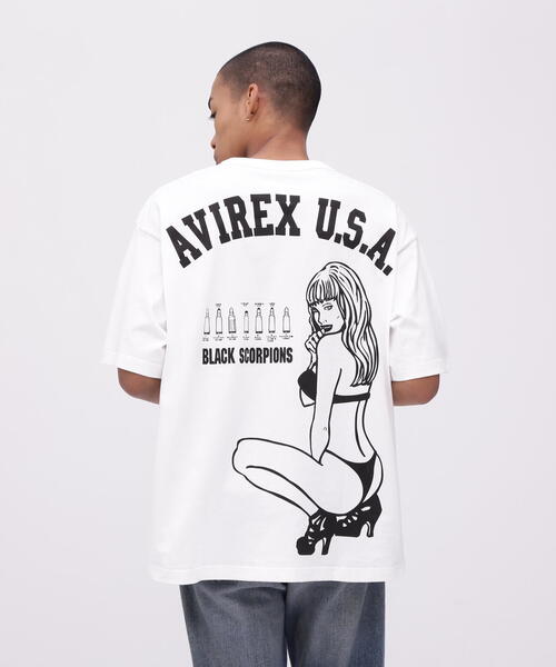 AVIREX ×グランパス30周年コラボ Tシャツ ブラック×ホワイト AVIREX tシャツ 「WEB＆DEP限定」BLACK SCORPIONS T-SHIRT