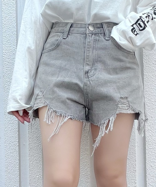 ジーンズ デニム デニムパンツ ダメージデニムショートパンツ