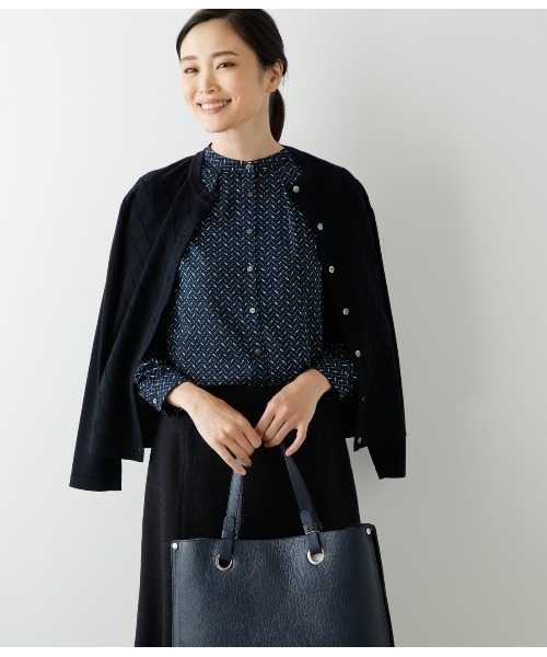 ブラウス シャツ シェブロンプリント タックブラウス レディース NEWYORKER ブラウス シャツ シェブロンプリント タックブラウス