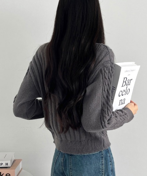  JEANS バッジケーブルカーディガン jf4313-01_1.jpg