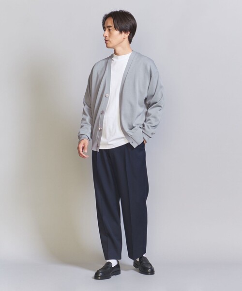 カーディガン HI-LINE 3/90 ギザコットン Vネック カーディガン メンズ 