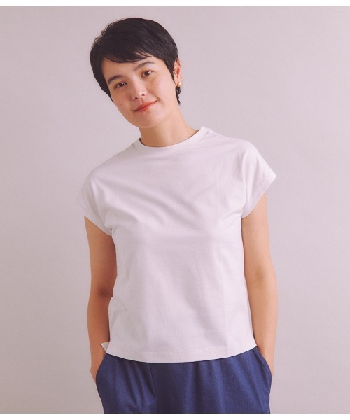 tシャツ 「Elama」Organic Cotton Cross Jersey フレンチスリーブプルオーバー レディース