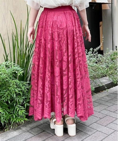 【axes femme】ライトブルー レーススカート　未使用品 axes femme（アクシーズファム）の「紫陽花プリントレース