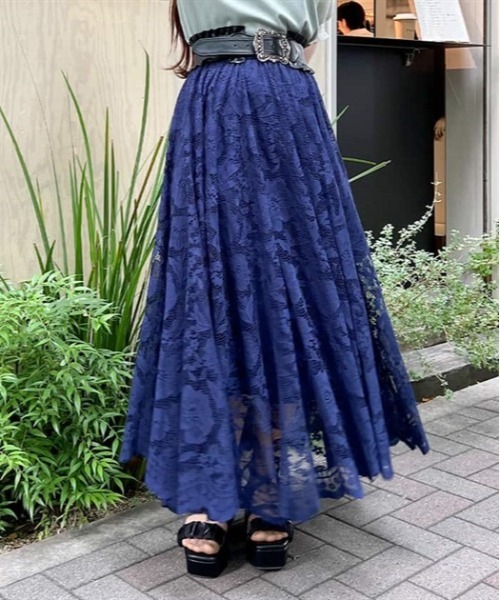 【axes femme】ライトブルー レーススカート　未使用品 レース×チュールスカート | レディース服・レディース