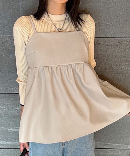 JUNOAH（ジュノア） キャミソール PUレザービスチェ : ZOZOTOWN Yahoo