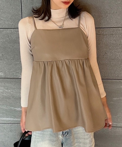 JUNOAH（ジュノア） キャミソール PUレザービスチェ : ZOZOTOWN Yahoo