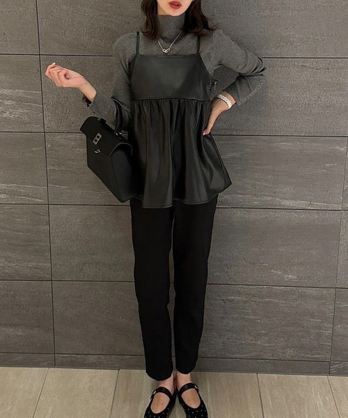 JUNOAH（ジュノア） キャミソール PUレザービスチェ : ZOZOTOWN Yahoo