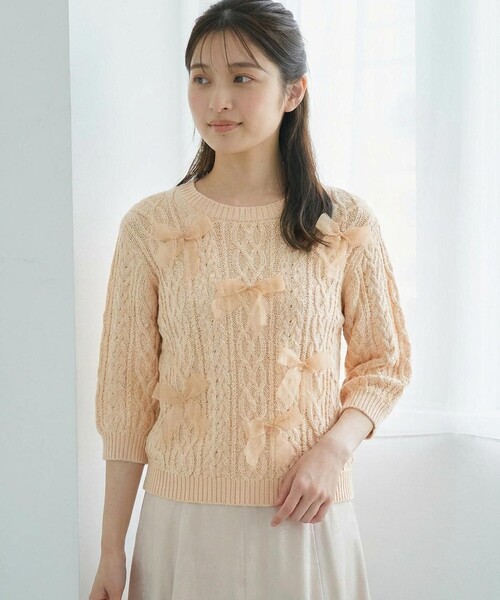 Feroux（フェルゥ） ニット セーター 「洗える」デザインリボンニット 