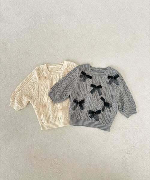 【洗える】デザインリボンニット 洗える】デザインリボンニット / Feroux | ファッション通販