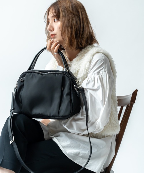 高見え 2way ハンドバッグ ショルダーバッグ ブラック RENAME（リネーム） ハンドバッグ 高密度 2way ハンドバッグ