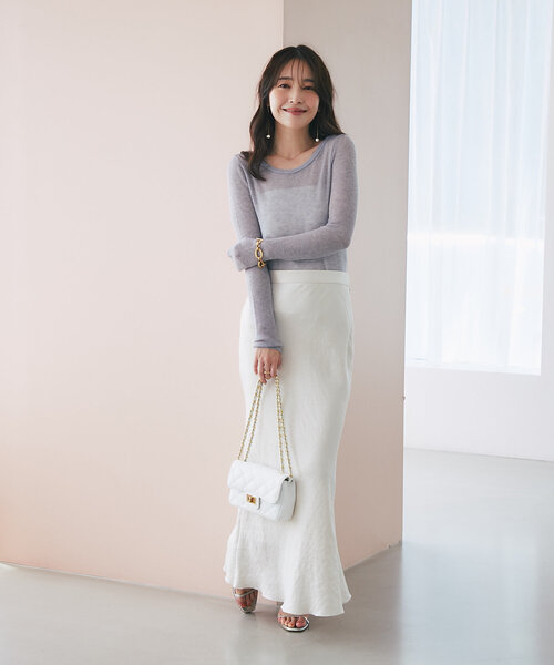 La boutique BonBon - La boutique BonBon シアースパンコール2WAYリブニット La boutique Bonbon ニット 「前後2WAY」シアースパンコールリブ
