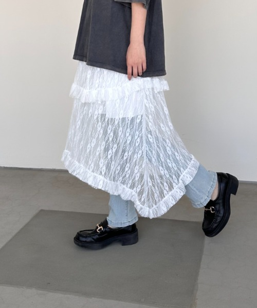 gossip!ロサンゼルス ロング スカート レースレイヤード