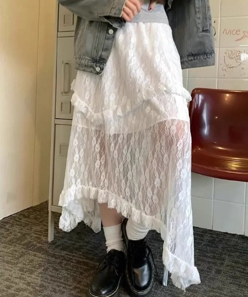 OZZONESTE　レース　編み上げ　アシンメトリー　スカート gossip!ロサンゼルス スカート レースレイヤード アシンメトリー