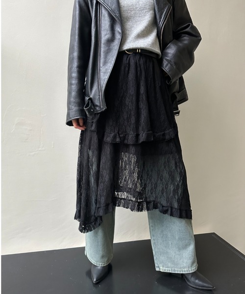 gossip!ロサンゼルス スカート レースレイヤード アシンメトリー
