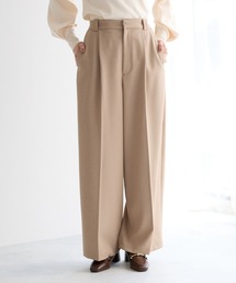 極美品】Andemiu ハイウエストワイドタックパンツベージュMサイズ