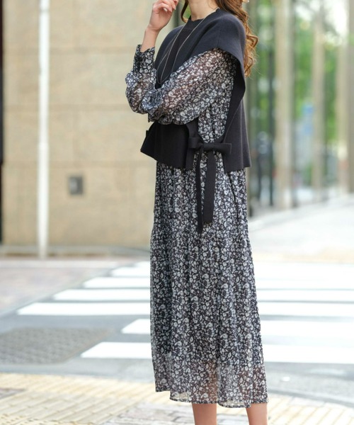BELLUNA ワンピース ベスト付花柄ワンピース : ZOZOTOWN Yahoo