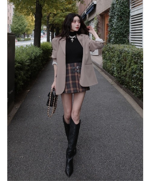 チェックダブルベルトラップミニスカート Darich チェックダブルベルトラップミニスカート – Darich (ダーリッチ)