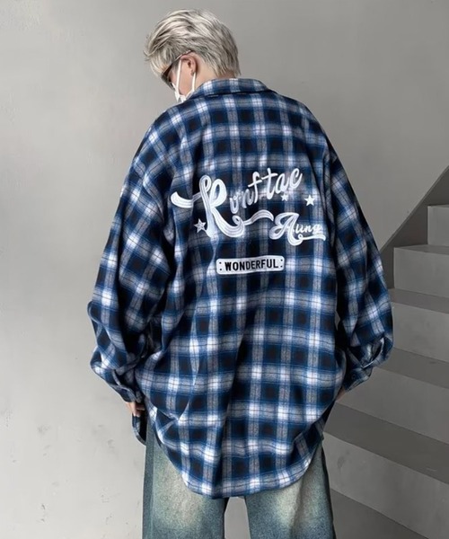 TopIsm（トップイズム） シャツ 「2025」オンブレチェック柄 刺繍入り