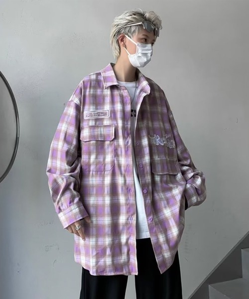 TopIsm（トップイズム） シャツ 「2025」オンブレチェック柄 刺繍入り