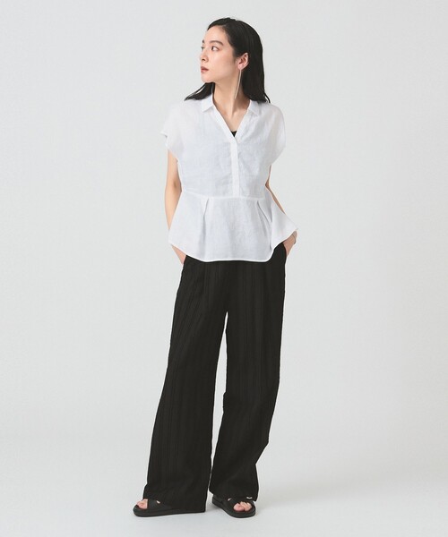 Ray BEAMS フレンチリネン ブラックシャツ Ray BEAMS フレンチリネン ブラックシャツ