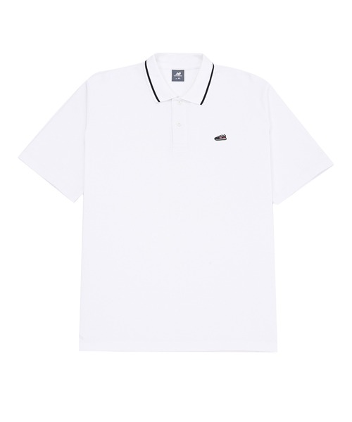 【美品】New Balance ロゴポロシャツ ホワイト　メンズ　サイズ5　S ハーフスリーブ ニット ポロシャツ (MENS) | new balance golf