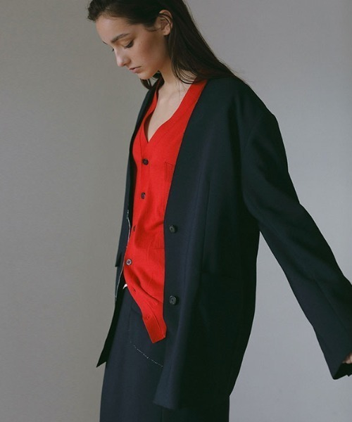 カットオフノーカラージャケット(S NAVY): アウター │ ETRE
