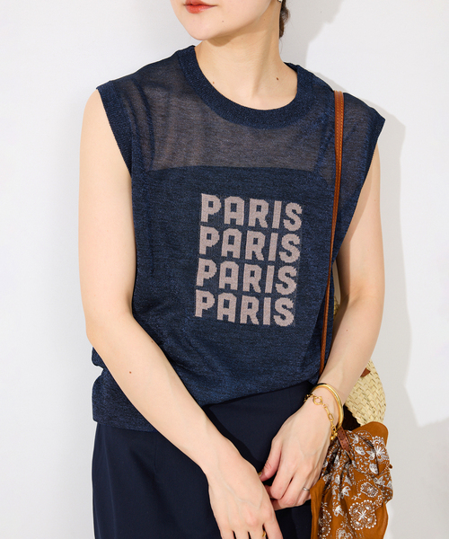 ニット セーター PARISロゴシアーニット レディース