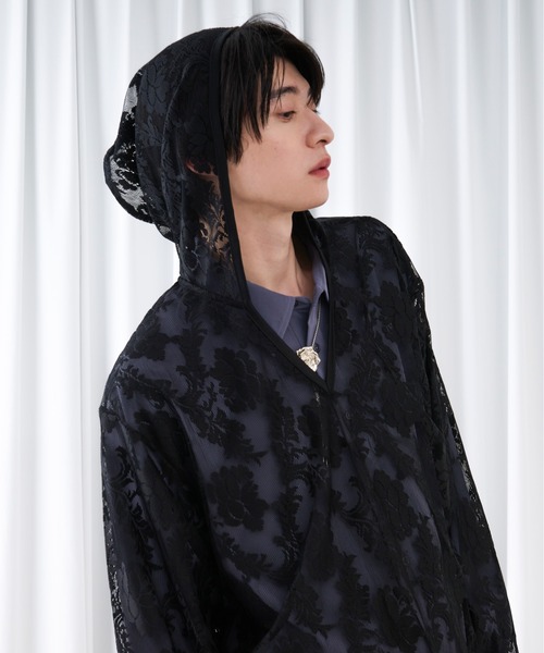 Ellno Loset（エルノロゼット） パーカー キーネックレースフーディ