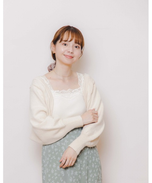 「flower」 ニットボレロ FREE ブラウン レディース_画像9