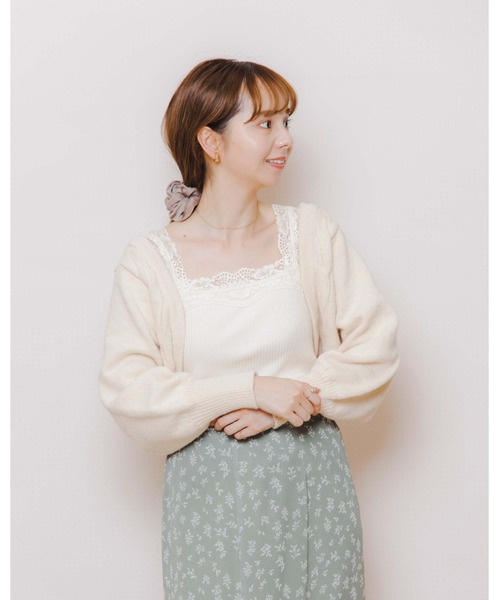 「flower」 ニットボレロ FREE ブラウン レディース_画像10