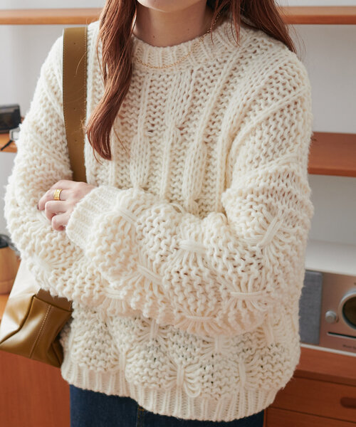 「DISCOAT」 長袖ニット FREE チャコールグレー レディース_画像2