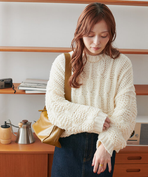 「DISCOAT」 長袖ニット FREE チャコールグレー レディース_画像3