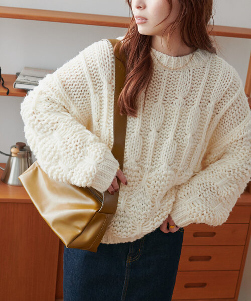 「DISCOAT」 長袖ニット FREE チャコールグレー レディース_画像4