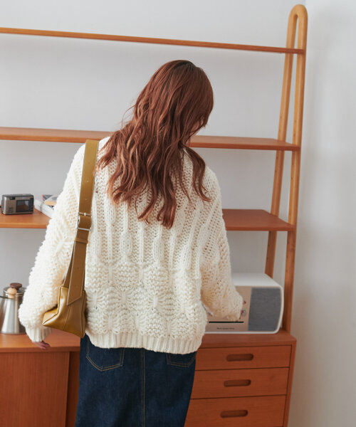 「DISCOAT」 長袖ニット FREE チャコールグレー レディース_画像8