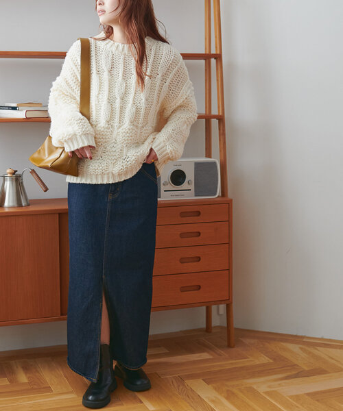 「DISCOAT」 長袖ニット FREE チャコールグレー レディース_画像9