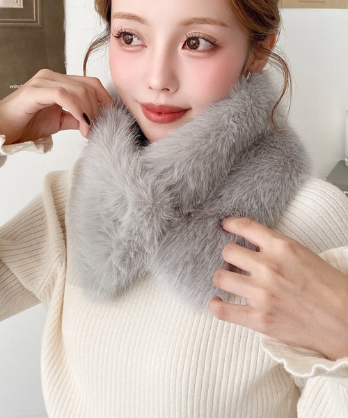 ムートンファーティペットストール ムートン風リボンティペット（ストール・マフラー） | Couture Brooch