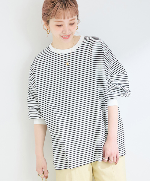 tシャツ ウォッシャブル / ボーダールーズロンTEE レディース