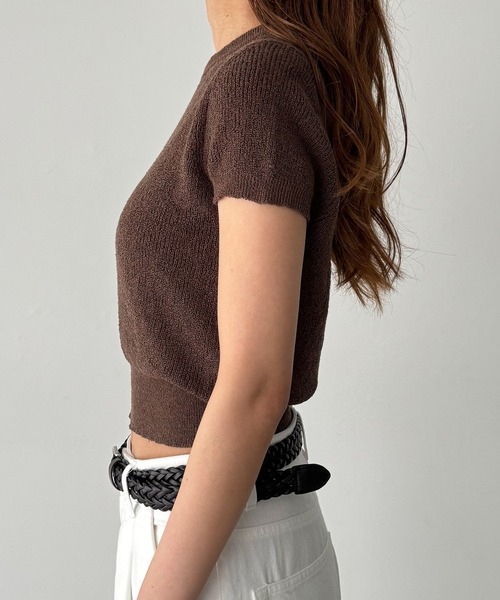 canal jean 半袖ニット 完売品 El Mar CANAL JEAN ニット セーター El mar コットンリネン半袖ニット