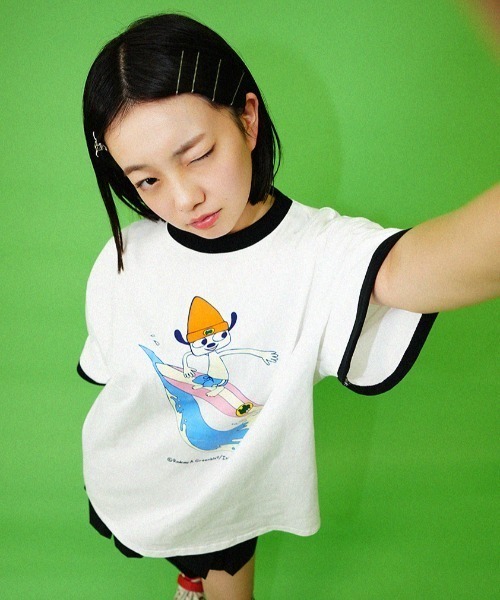 tシャツ 「パラッパラッパー」ラガーTシャツ レディース SILVER BULLET tシャツ 「PaRappa the Rapper/パラッパラッパー