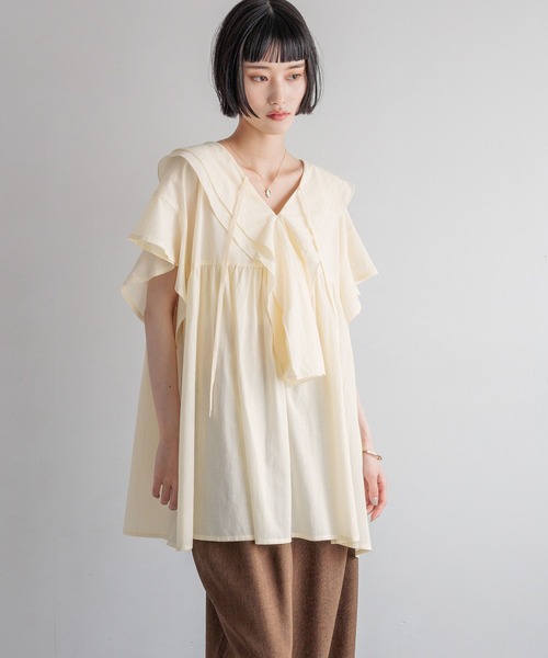 &bearです★2WAYストレッチバンピー チュニックブラウス 2WAYストレッチバンピー チュニックブラウス